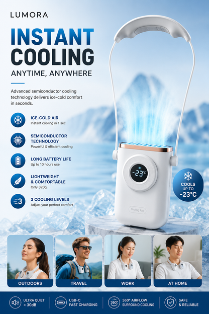 Lumora™ 2-in-1 Wearable Neck Fan with Semiconductor Cooling